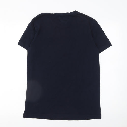 Tommy Hilfiger Men Blue Slim Fit Logo Graphic Cotton T-Shirt M