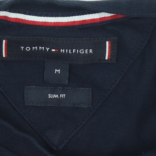 Tommy Hilfiger Men Blue Slim Fit Logo Graphic Cotton T-Shirt M