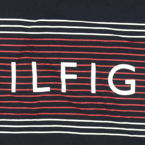 Tommy Hilfiger Men Blue Slim Fit Logo Graphic Cotton T-Shirt M