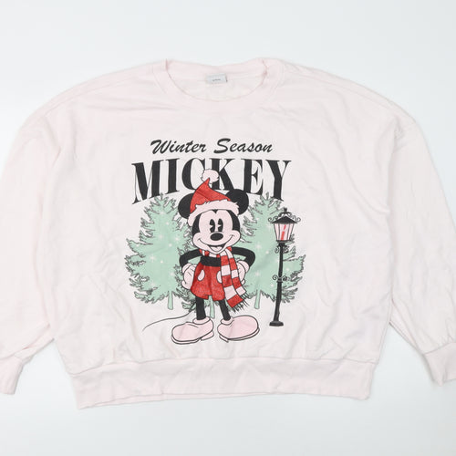 Disney Women’s Pink Mickey Mouse Winter Sweatshirt Size L