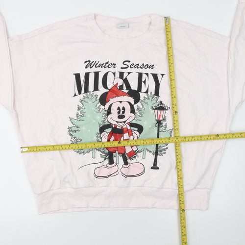 Disney Women’s Pink Mickey Mouse Winter Sweatshirt Size L