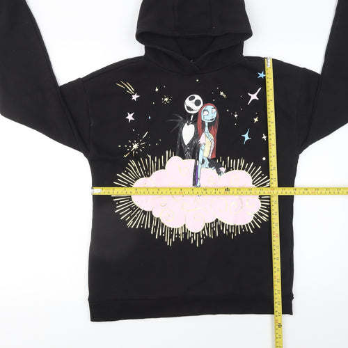 Disney Girls Black Hoodie 13-14 Years Pullover Graphic Themed Sweatshirt