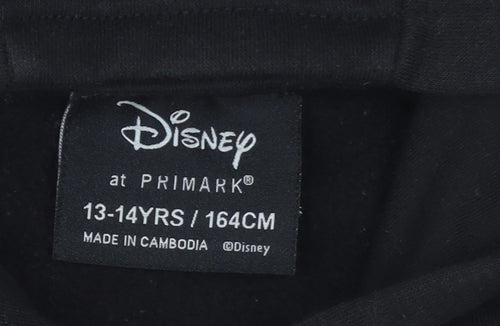 Disney Girls Black Hoodie 13-14 Years Pullover Graphic Themed Sweatshirt