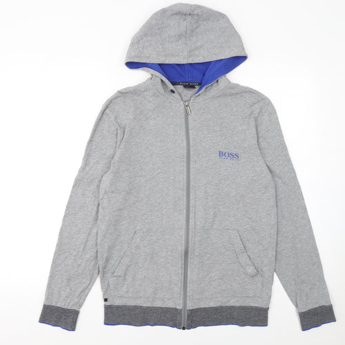 Hugo Boss Men's Grey Full Zip Hoodie Size S Lightweight Cotton