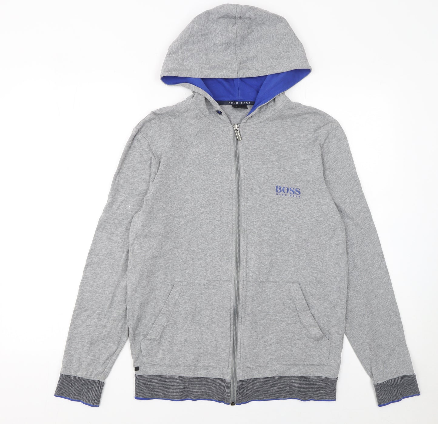 Hugo Boss Men's Grey Full Zip Hoodie Size S Lightweight Cotton