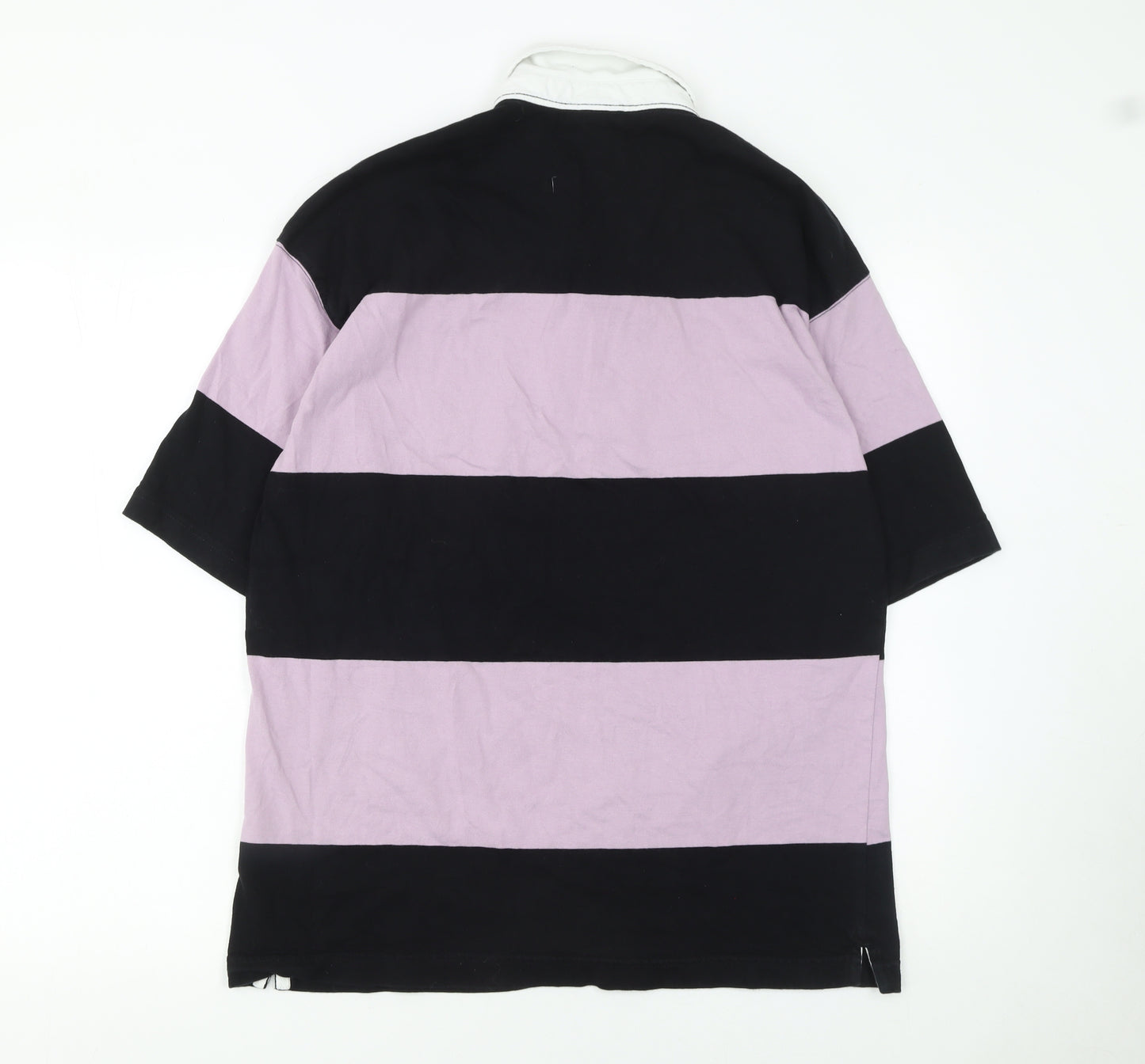 H&M Men’s Multicoloured Striped Polo Shirt M Relaxed Fit Cotton