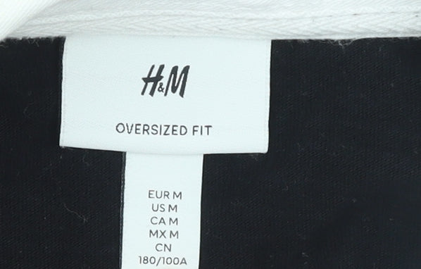 H&M Men’s Multicoloured Striped Polo Shirt M Relaxed Fit Cotton