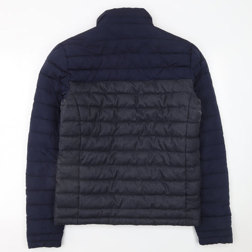 Diesel Men's Blue Puffer Jacket S Regular Fit Full Zip Winter Coat