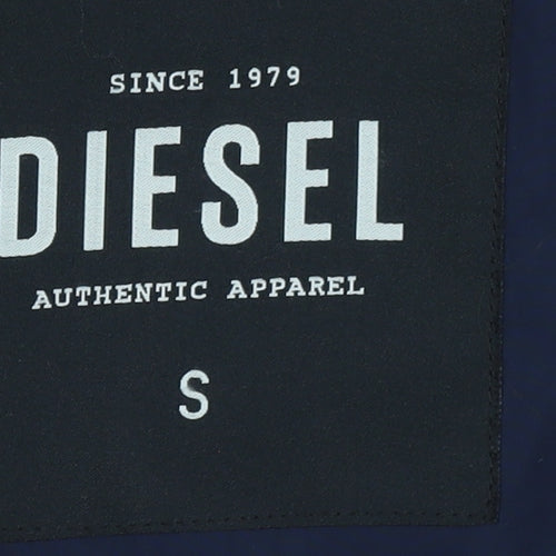 Diesel Men's Blue Puffer Jacket S Regular Fit Full Zip Winter Coat