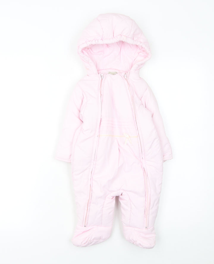 Prémaman Pink Hooded Snowsuit 6-9 Months Unisex Baby Winter Padded Suit