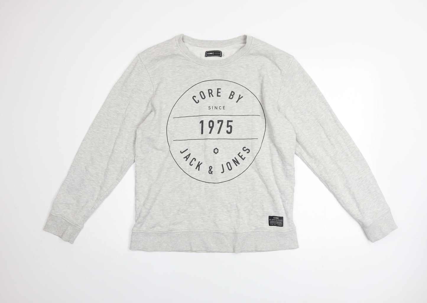 Jack & Jones Men's Grey Graphic Pullover Sweatshirt L