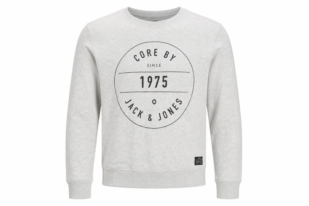 Front view of Jack & Jones Men's Grey Graphic Pullover Sweatshirt L