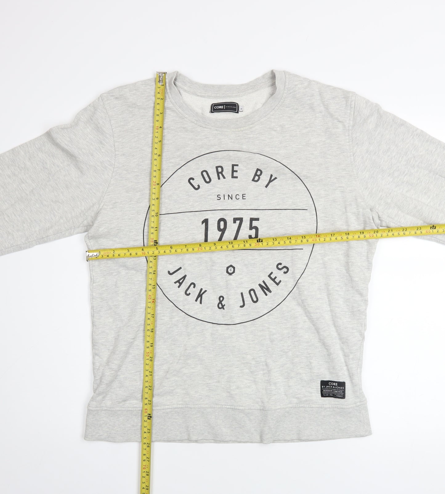 Jack & Jones Men's Grey Graphic Pullover Sweatshirt L