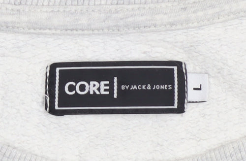 Jack & Jones Men's Grey Graphic Pullover Sweatshirt L