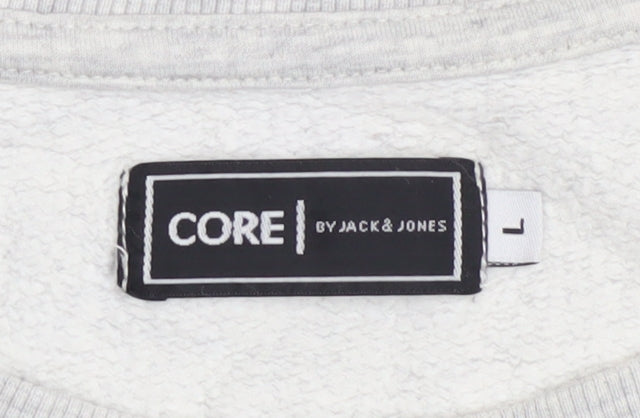 Jack & Jones Men's Grey Graphic Pullover Sweatshirt L