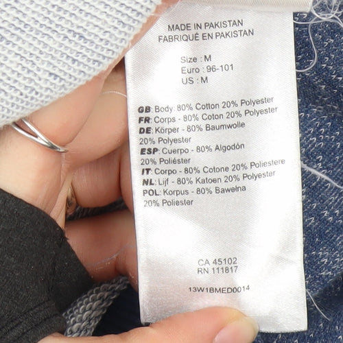 Bench Men's Blue Full Zip Hoodie Size M Cotton Blend
