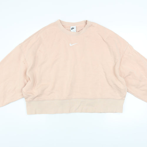 Nike Women’s Beige Oversized Crew Neck Pullover Sweatshirt M