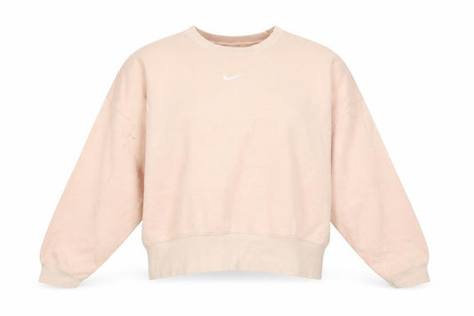 Front view of Nike Women’s Beige Oversized Crew Neck Pullover Sweatshirt M