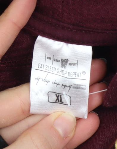 Eat Sleep Shop Repeat Womens Burgundy SWIFTIE Hoodie XL Cotton Blend