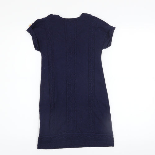 Mayoral Girls Blue Knit Cartoon Shift Dress 8 Years Short Sleeve