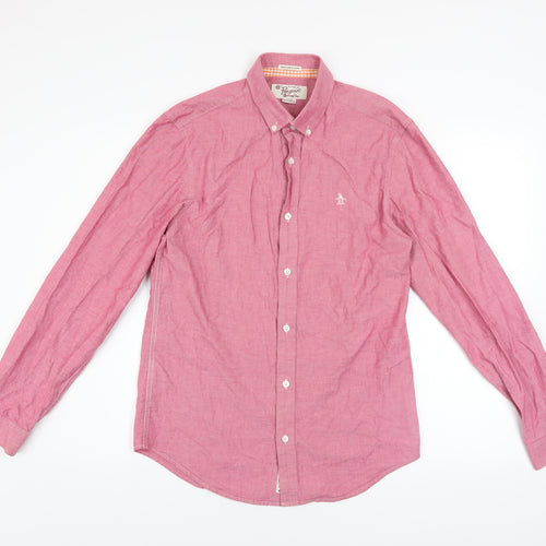 Original Penguin Men’s Pink Slim Fit Long Sleeve Button-Up Shirt Size S