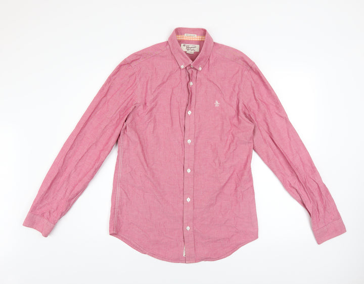 Original Penguin Men’s Pink Slim Fit Long Sleeve Button-Up Shirt Size S