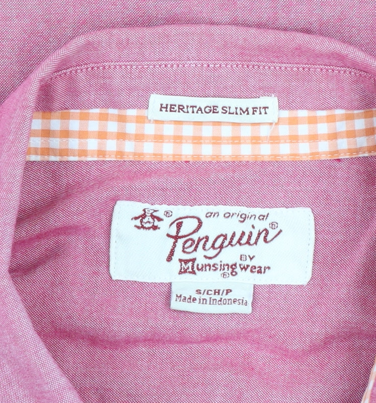 Original Penguin Men’s Pink Slim Fit Long Sleeve Button-Up Shirt Size S