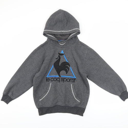 Le Coq Sportif Boys Grey Pullover Hoodie S Fleece Logo Sweatshirt