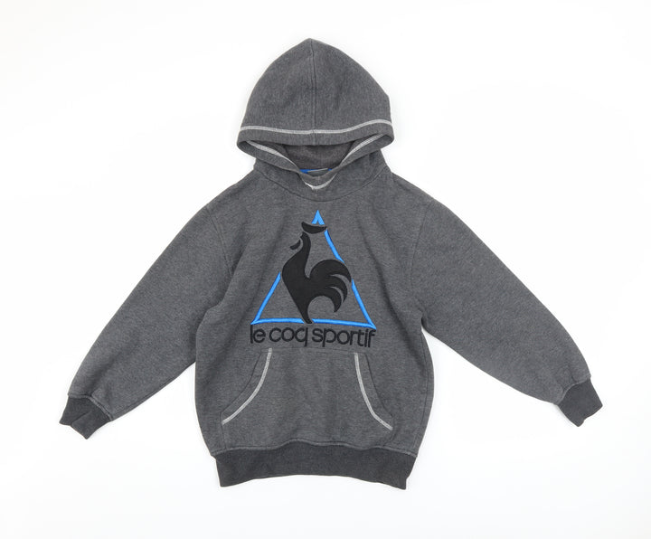 Le Coq Sportif Boys Grey Pullover Hoodie S Fleece Logo Sweatshirt