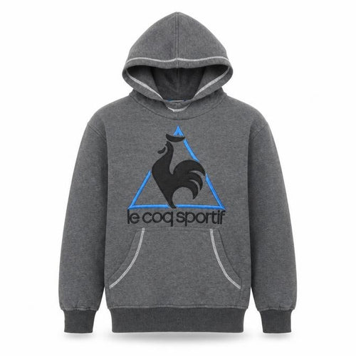 Le Coq Sportif Boys Grey Pullover Hoodie S Fleece Logo Sweatshirt