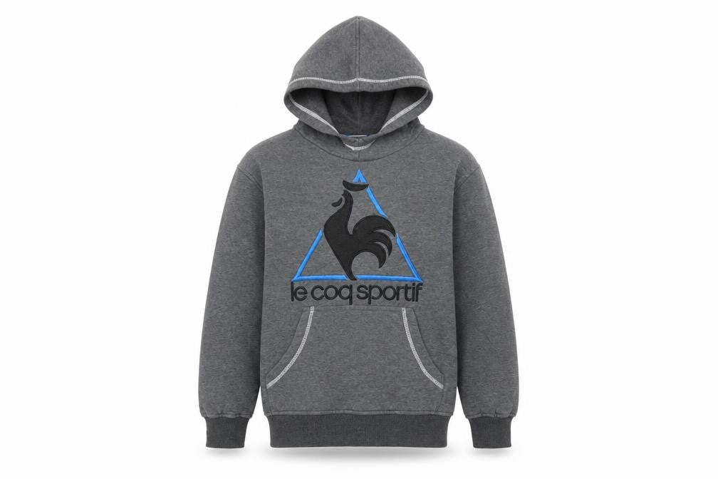 Le Coq Sportif Boys Grey Pullover Hoodie S Fleece Logo Sweatshirt