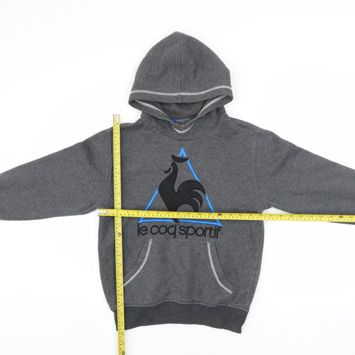 Le Coq Sportif Boys Grey Pullover Hoodie S Fleece Logo Sweatshirt