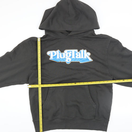 PlugTalk Men's Black Pullover Hoodie Medium Graphic Fleece Sweatshirt