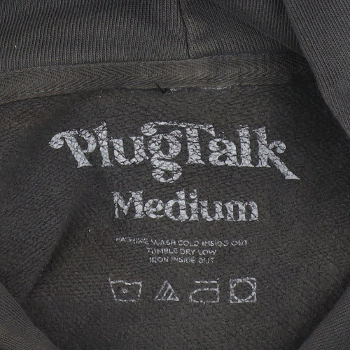 PlugTalk Men's Black Pullover Hoodie Medium Graphic Fleece Sweatshirt