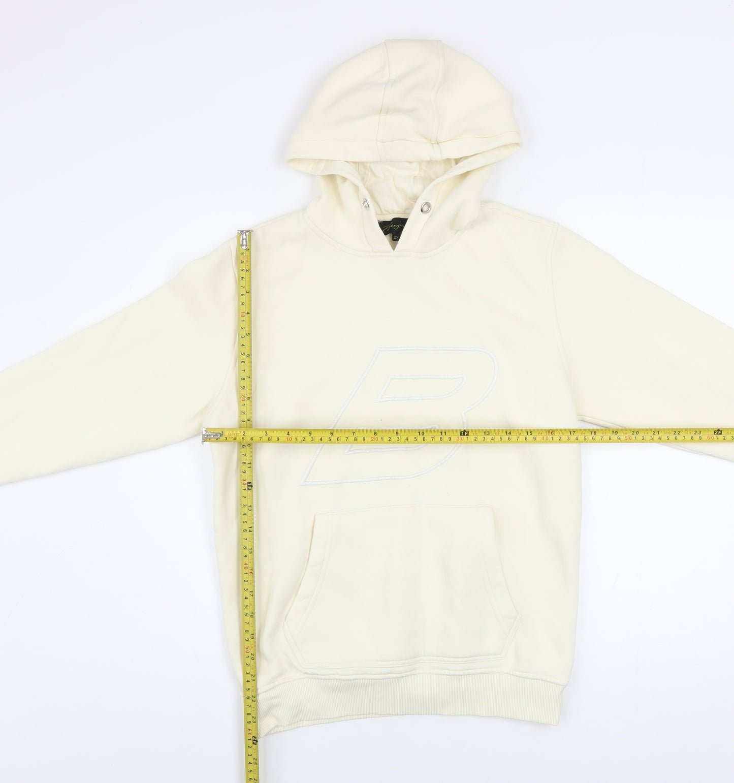 Benjart Men's Beige XS Pullover Hoodie with Embroidered Logo