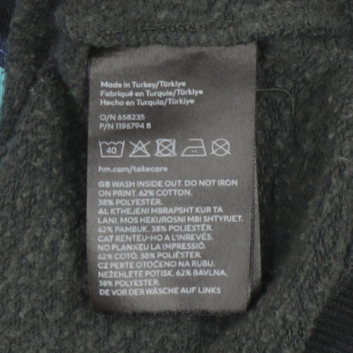 H&M Girls Black Lilo & Stitch Sweatshirt 14 Years Pullover Crew Neck
