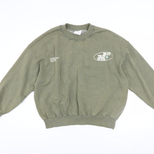 Pacific Republic Womens Green Pullover Sweatshirt XS Cotton Blend Graphic