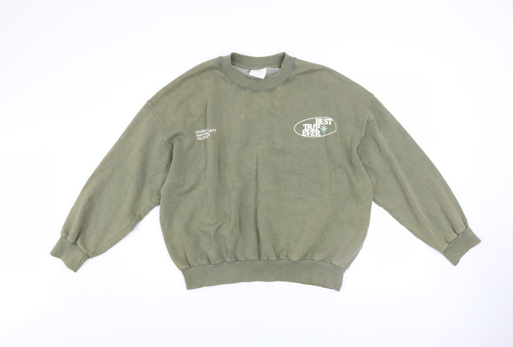 Pacific Republic Womens Green Pullover Sweatshirt XS Cotton Blend Graphic