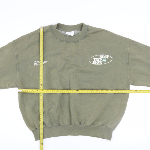Pacific Republic Womens Green Pullover Sweatshirt XS Cotton Blend Graphic