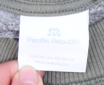 Pacific Republic Womens Green Pullover Sweatshirt XS Cotton Blend Graphic