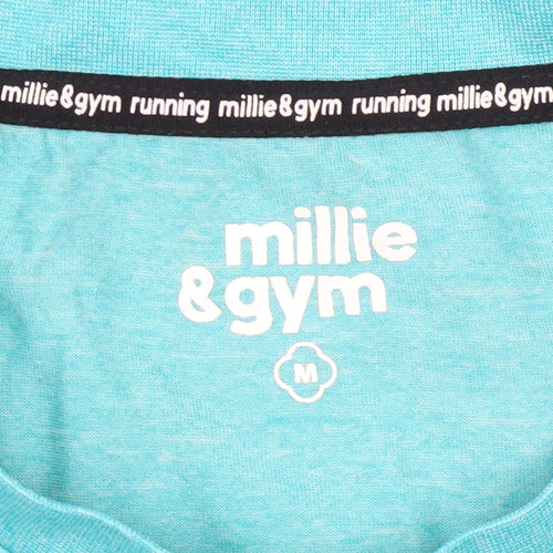 Millie & Gym Women Blue Short Sleeve Running T-Shirt Size M