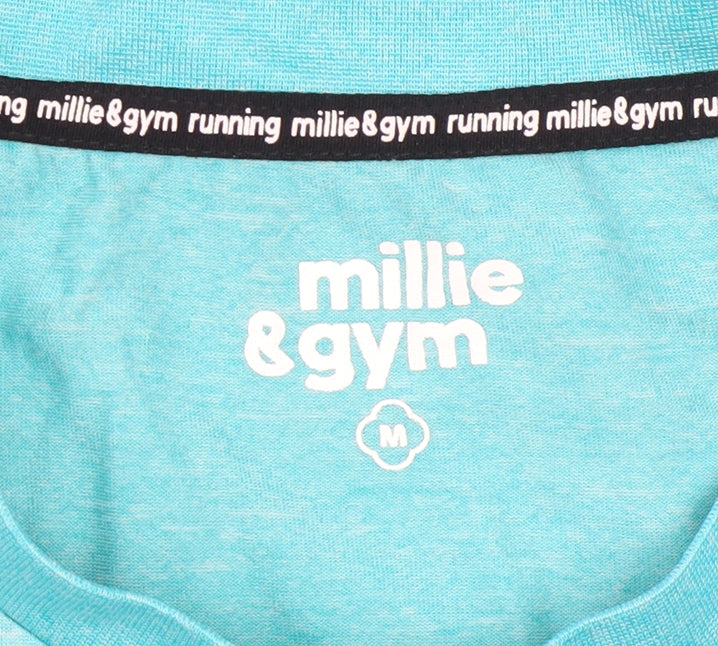 Millie & Gym Women Blue Short Sleeve Running T-Shirt Size M