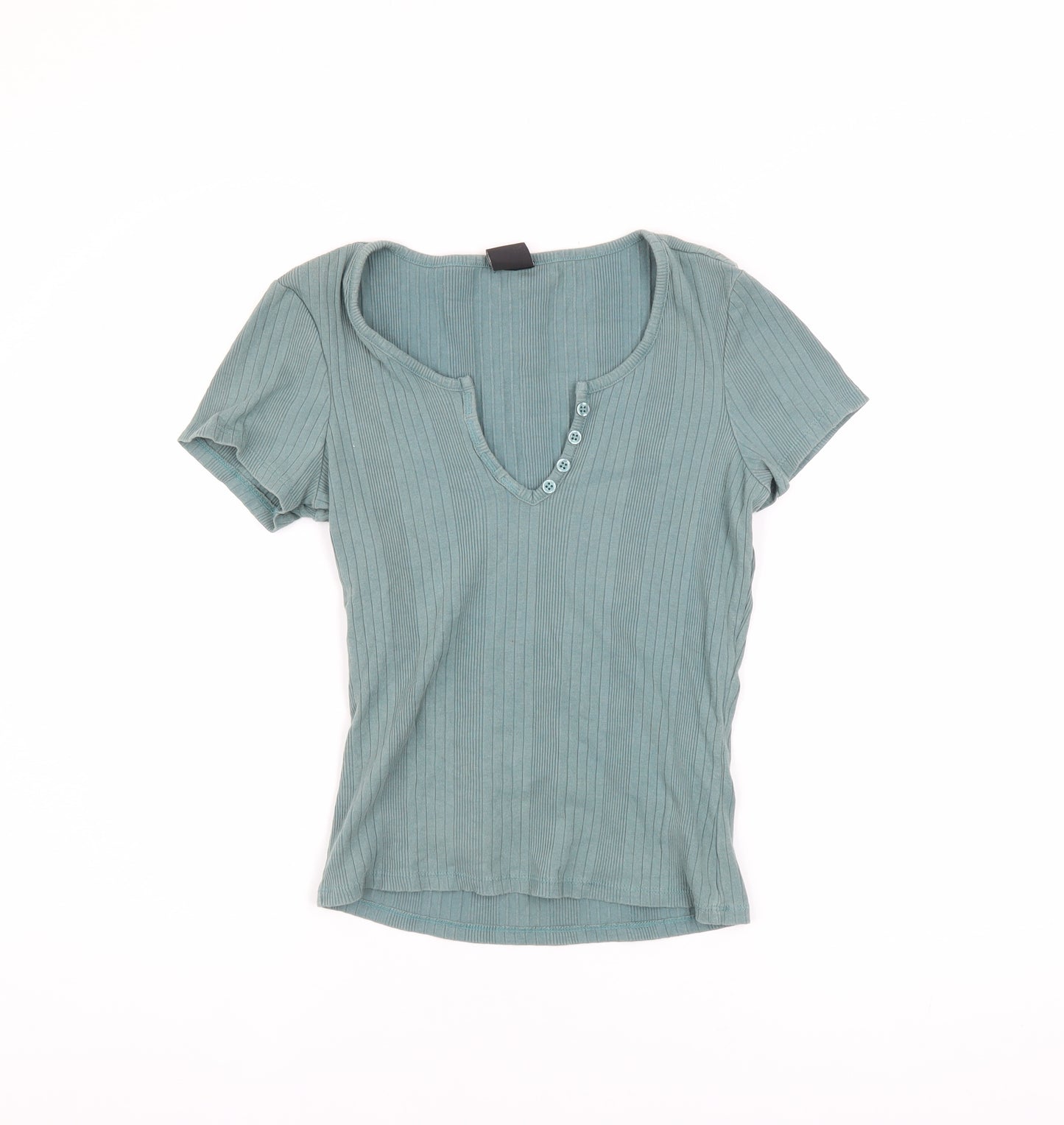 Urban Outfitters Women’s Green Short Sleeve V-Neck Ribbed T-Shirt Size M