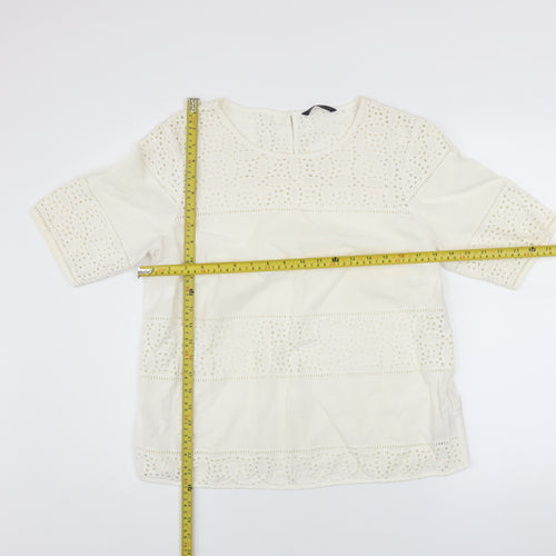 Marks and Spencer Women’s Ivory Cotton Lace Tunic Blouse UK 14