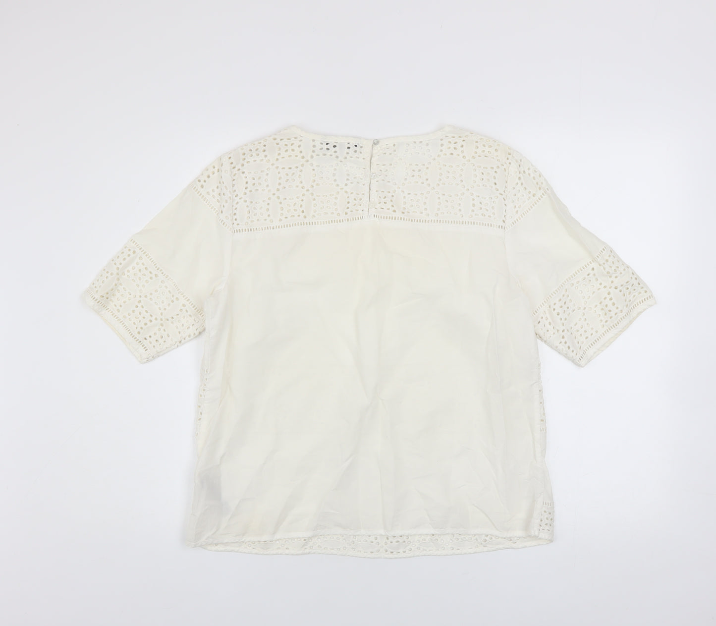 Marks and Spencer Women’s Ivory Cotton Lace Tunic Blouse UK 14