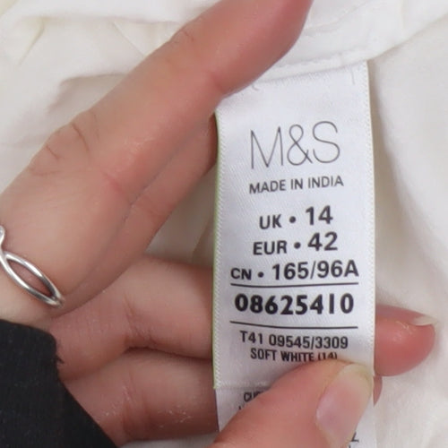 Marks and Spencer Women’s Ivory Cotton Lace Tunic Blouse UK 14