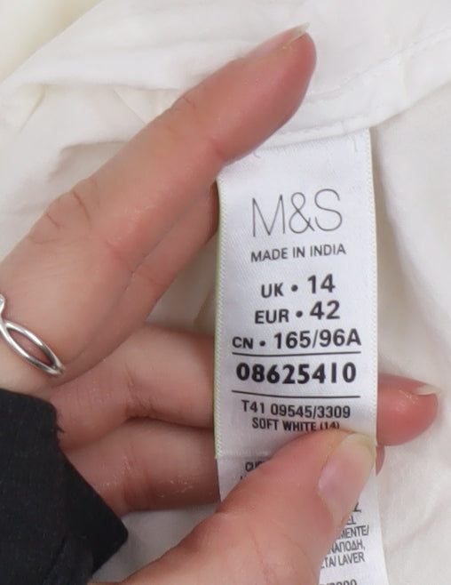 Marks and Spencer Women’s Ivory Cotton Lace Tunic Blouse UK 14
