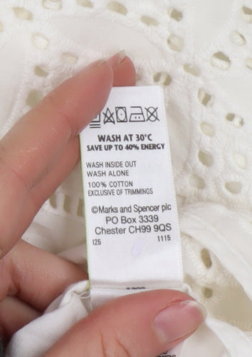 Marks and Spencer Women’s Ivory Cotton Lace Tunic Blouse UK 14