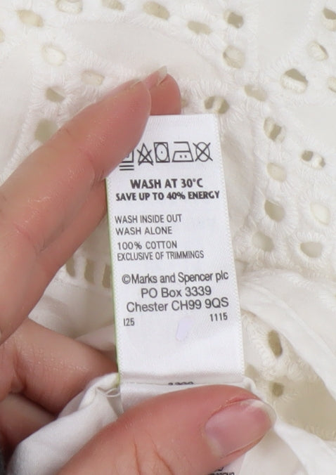 Marks and Spencer Women’s Ivory Cotton Lace Tunic Blouse UK 14