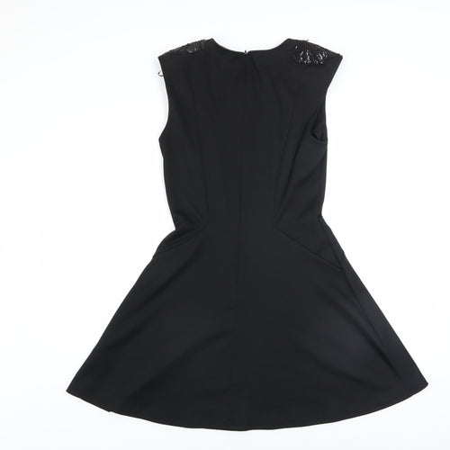 Forever 21 Women's Black Beaded Fit & Flare Sleeveless Knee Length Dress M